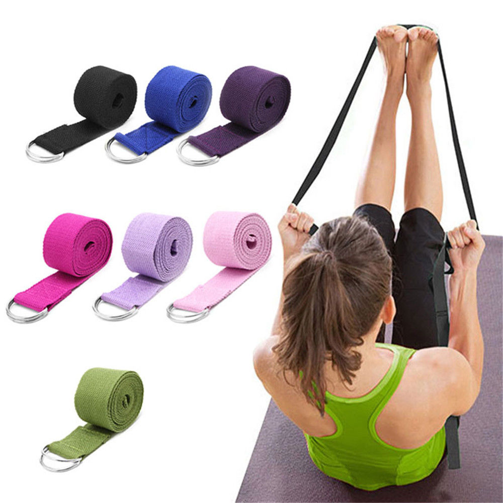 Multicolors Yoga Stretch Strap D-Ring Belt Fitness Exercise Gym Rope Figure Waist Leg Resistance Fitness Bands Yoga Belt