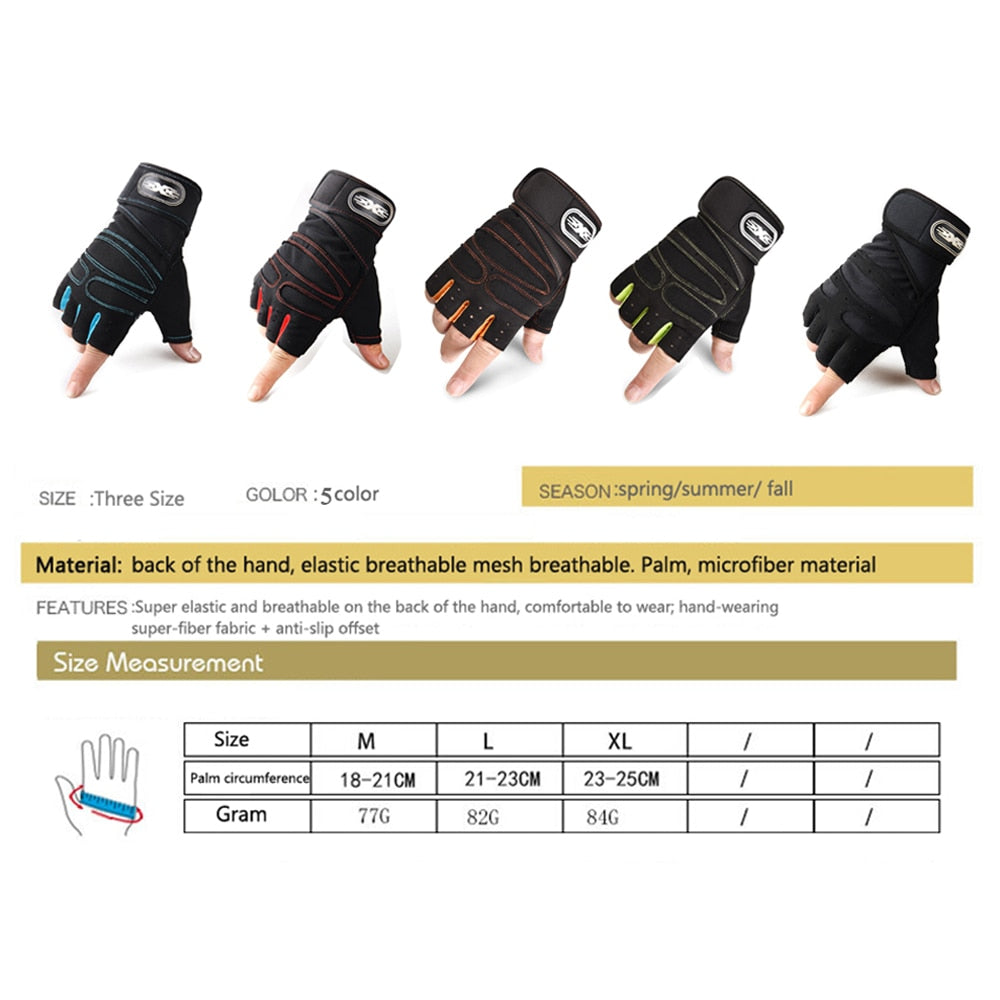 Fitness gloves crossfit Training Half Finger gym gloves Non-Slip Breathable Extended Wrist Support Bodybuilding workout gloves