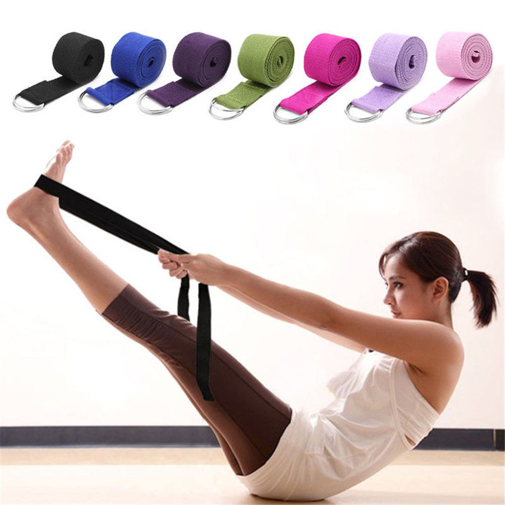 Multicolors Yoga Stretch Strap D-Ring Belt Fitness Exercise Gym Rope Figure Waist Leg Resistance Fitness Bands Yoga Belt